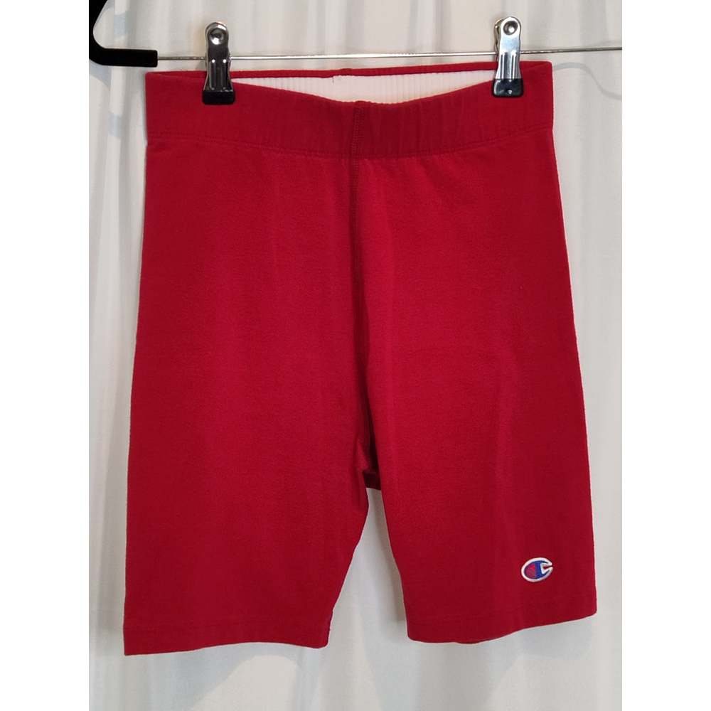 Vintage Champion High Waisted Embroidered Logo Red Bike Shorts Size M 10-12